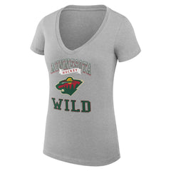 Minnesota Wild G-III 4Her by Carl Banks Women's Super-Slim Fit Lightweight Team Logo Graphic V-Neck T-Shirt