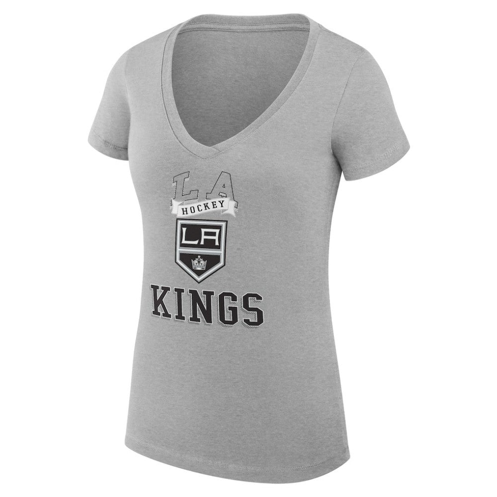 Los Angeles Kings G-III 4Her by Carl Banks Women's Super-Slim Fit Lightweight Team Logo Graphic V-Neck T-Shirt