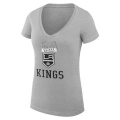 Los Angeles Kings G-III 4Her by Carl Banks Women's Super-Slim Fit Lightweight Team Logo Graphic V-Neck T-Shirt