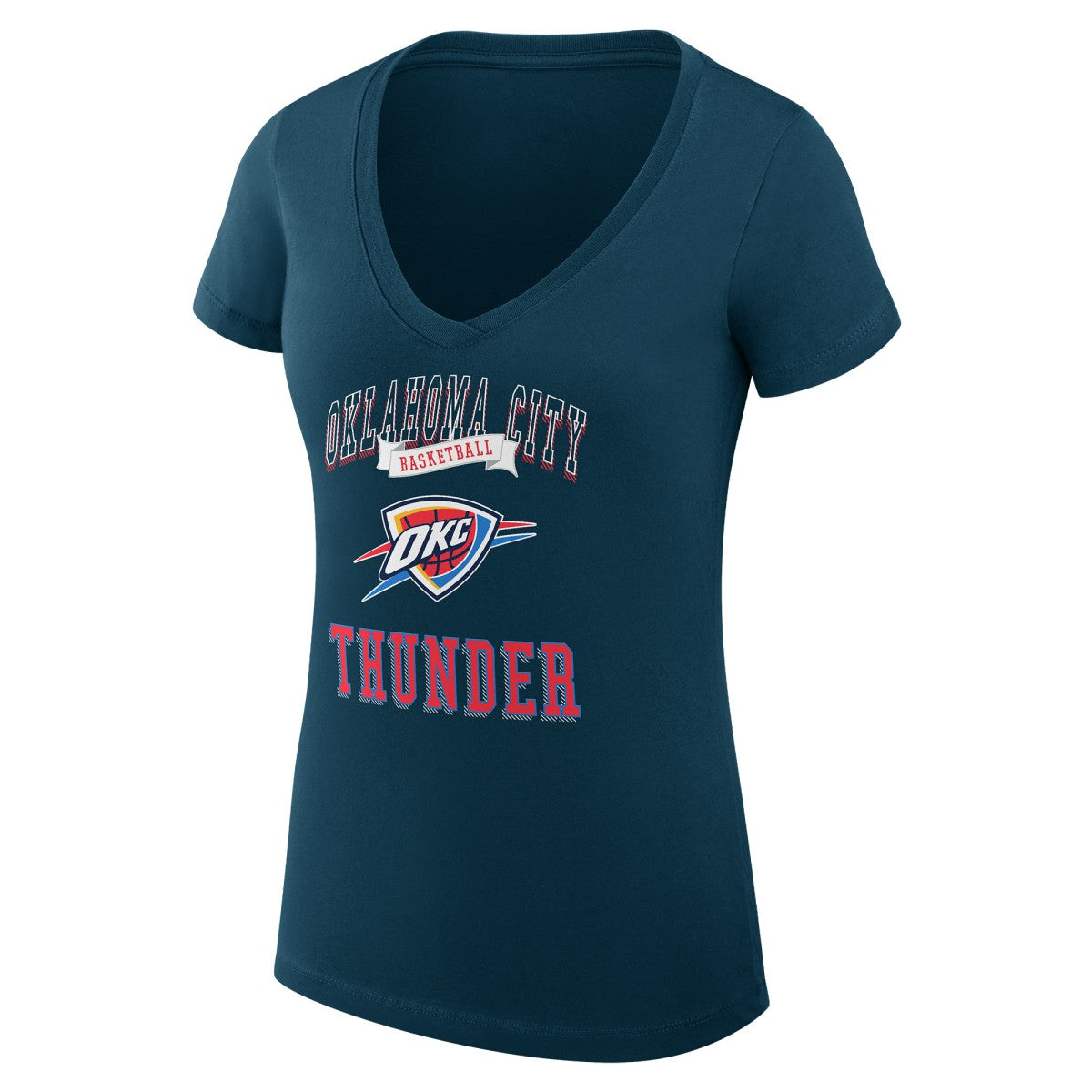 Oklahoma City Thunder G-III 4Her by Carl Banks Women's Super-Slim Fit Lightweight Team Logo V-Neck T-Shirt - Navy cheap