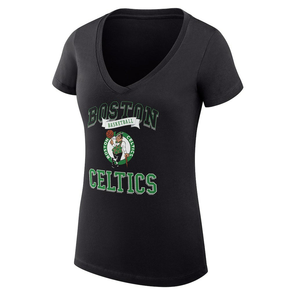 Boston Celtics G-III 4Her by Carl Banks Women's Super-Slim Fit Lightweight Team Logo V-Neck T-Shirt - Black on sale