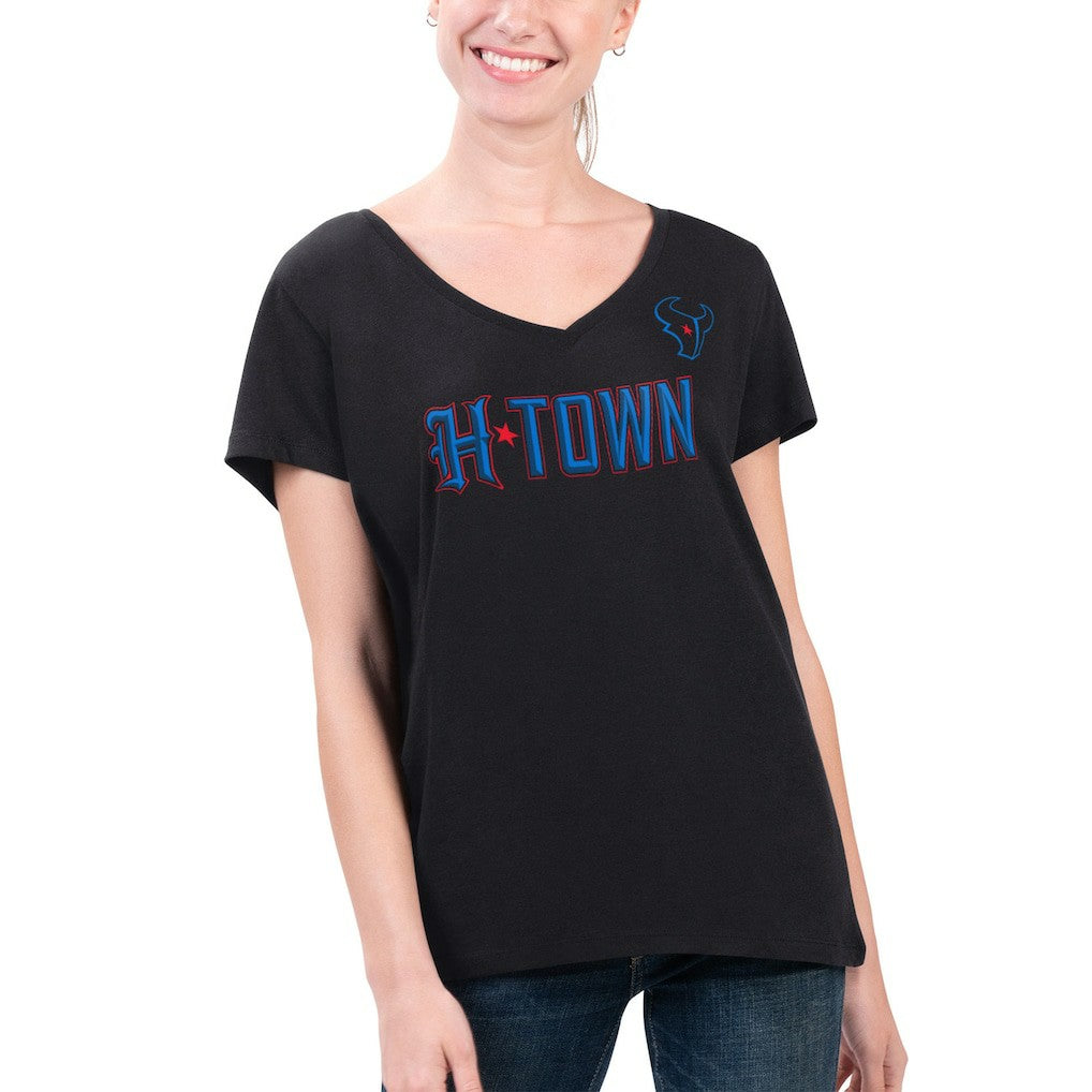 NFL Houston Texans G-III 4Her by Carl Banks Women's Super-Slim Fit Lightweight H-Town V-Neck T-Shirt
