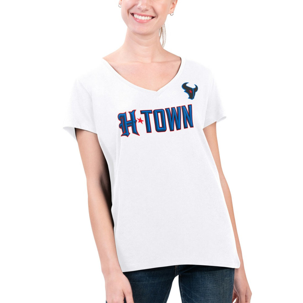 NFL Houston Texans G-III 4Her by Carl Banks Women's Super-Slim Fit Lightweight H-Town V-Neck T-Shirt