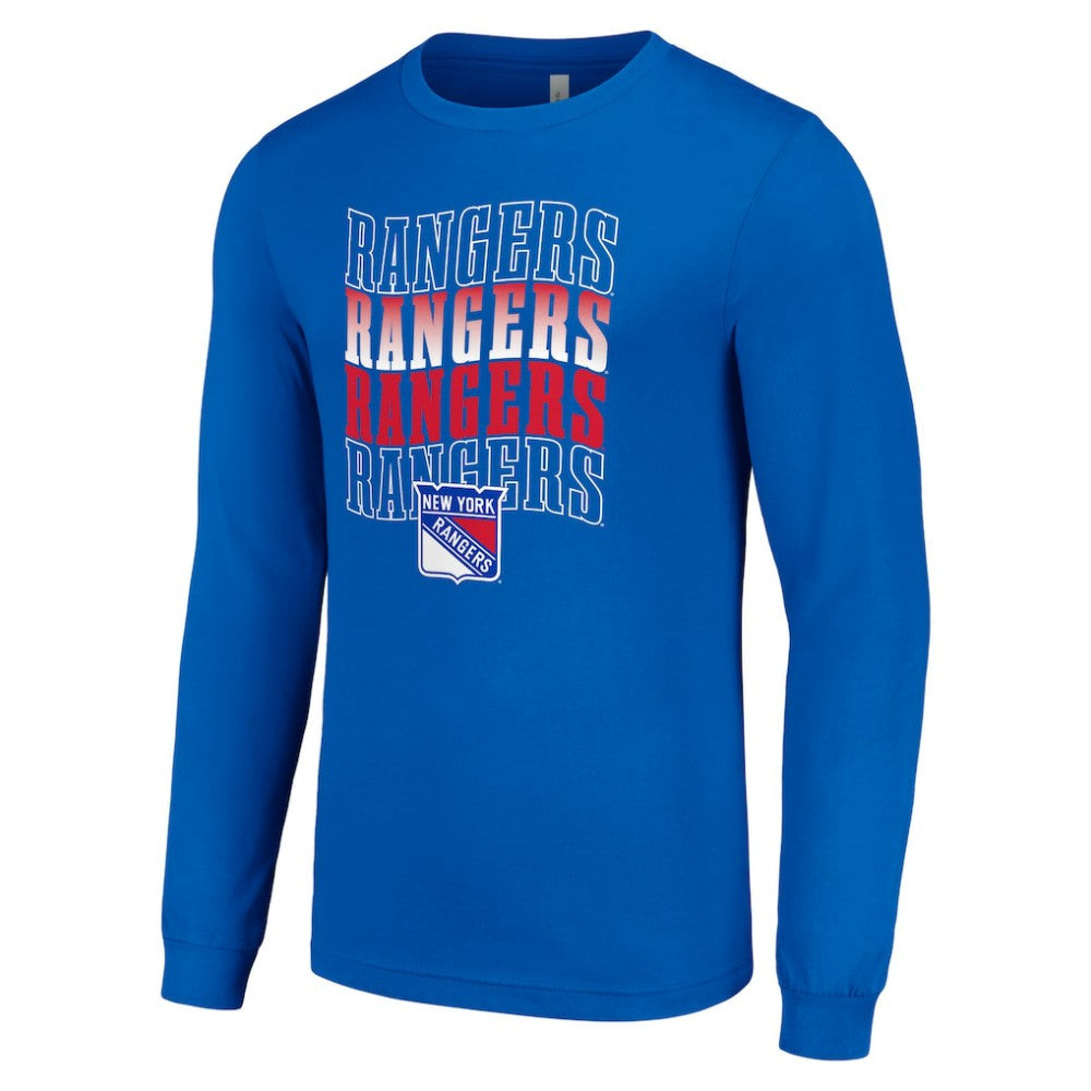 New York Rangers Starter Four Team Name Logo Long Sleeve Graphic T-Shirt