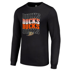 Anaheim Ducks Starter Four Team Name Logo Long Sleeve Graphic T-Shirt