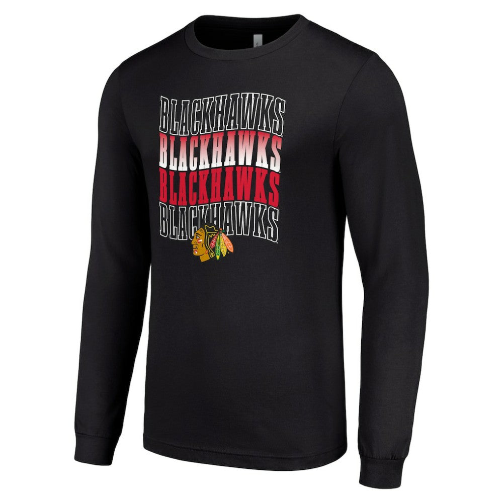 Chicago Blackhawks Starter Four Team Name Logo Long Sleeve Graphic T-Shirt