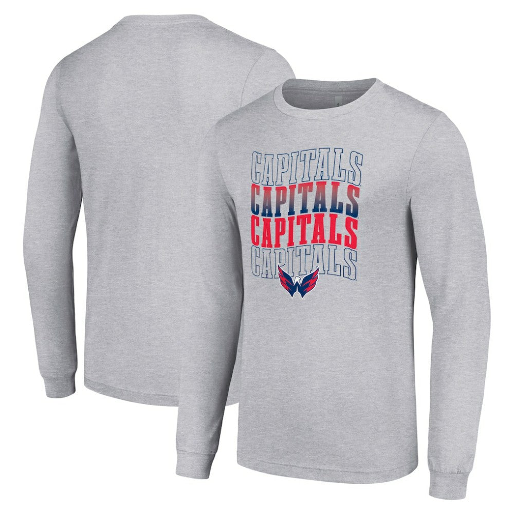Washington Capitals Starter Four Team Name Logo Long Sleeve Graphic T-Shirt