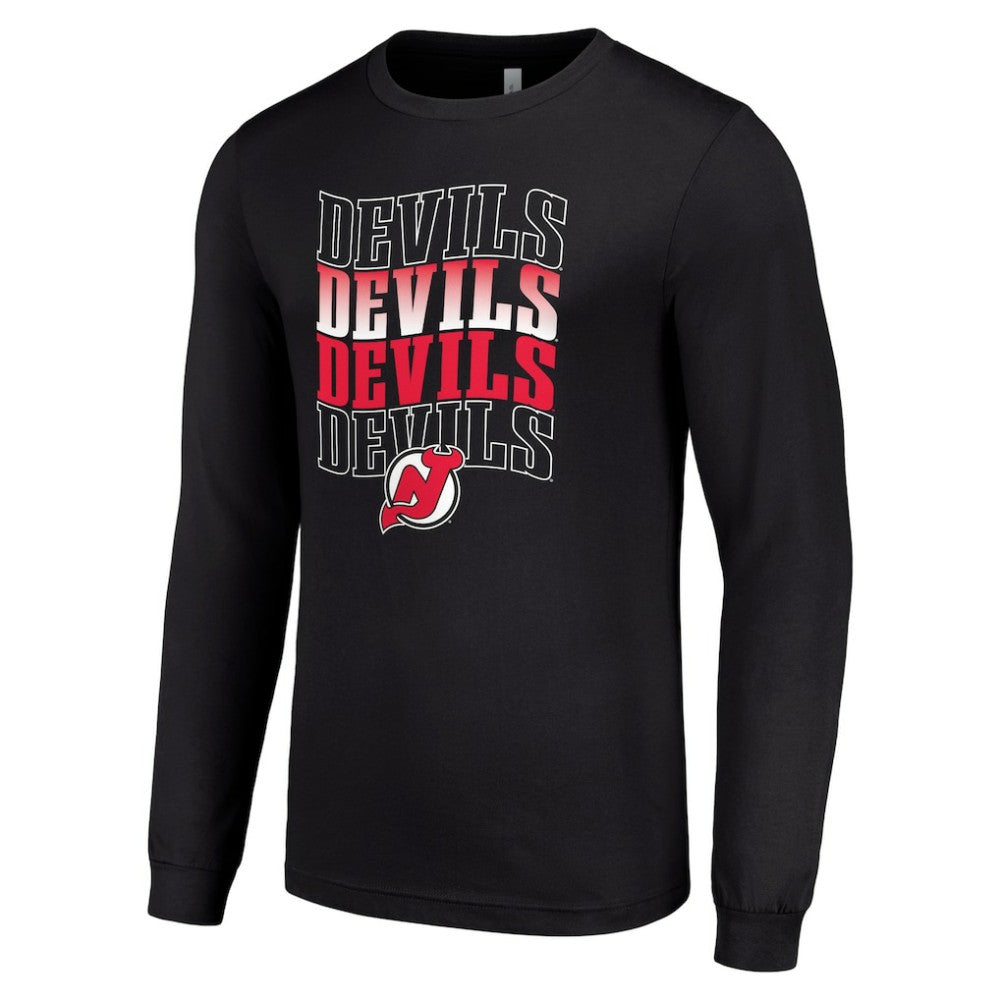 New Jersey Devils Starter Four Team Name Logo Long Sleeve Graphic T-Shirt