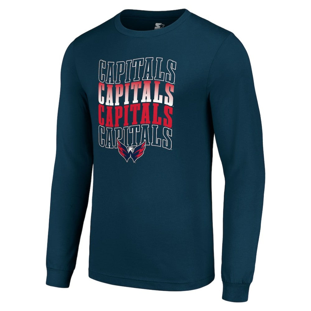 Washington Capitals Starter Four Team Name Logo Long Sleeve Graphic T-Shirt