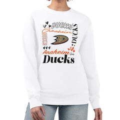 Anaheim Ducks G-III 4Her by Carl Banks Women's Collage Graphic Fleece Long Sleeve Pullover Sweatshirt