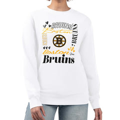 Boston Bruins G-III 4Her by Carl Banks Women's Collage Graphic Fleece Long Sleeve Pullover Sweatshirt