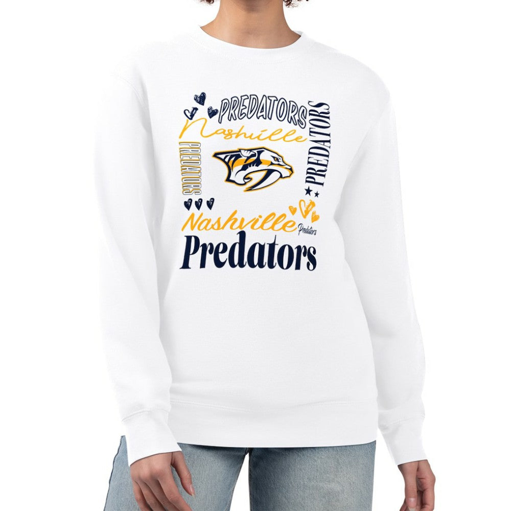 Nashville Predators G-III 4Her by Carl Banks Women's Collage Graphic Fleece Long Sleeve Pullover Sweatshirt