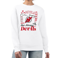New Jersey Devils G-III 4Her by Carl Banks Women's Collage Graphic Fleece Long Sleeve Pullover Sweatshirt