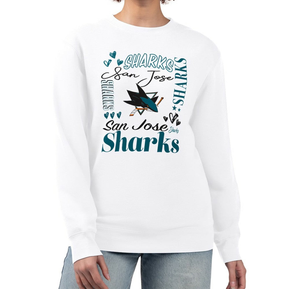 San Jose Sharks G-III 4Her by Carl Banks Women's Collage Graphic Fleece Long Sleeve Pullover Sweatshirt
