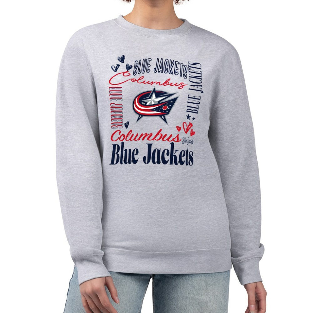 Columbus Blue Jackets G-III 4Her by Carl Banks Women's Collage Graphic Fleece Long Sleeve Pullover Sweatshirt