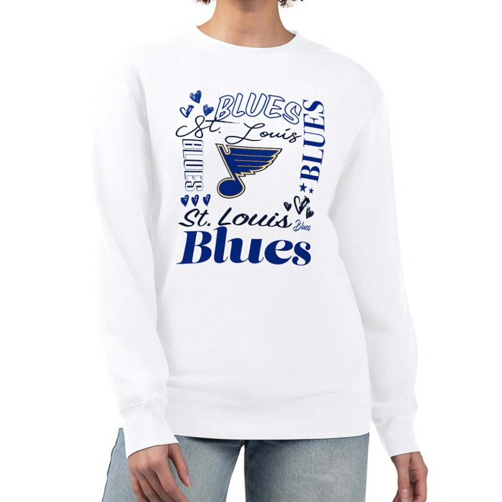 St. Louis Blues G-III 4Her by Carl Banks Women's Collage Graphic Fleece Long Sleeve Pullover Sweatshirt