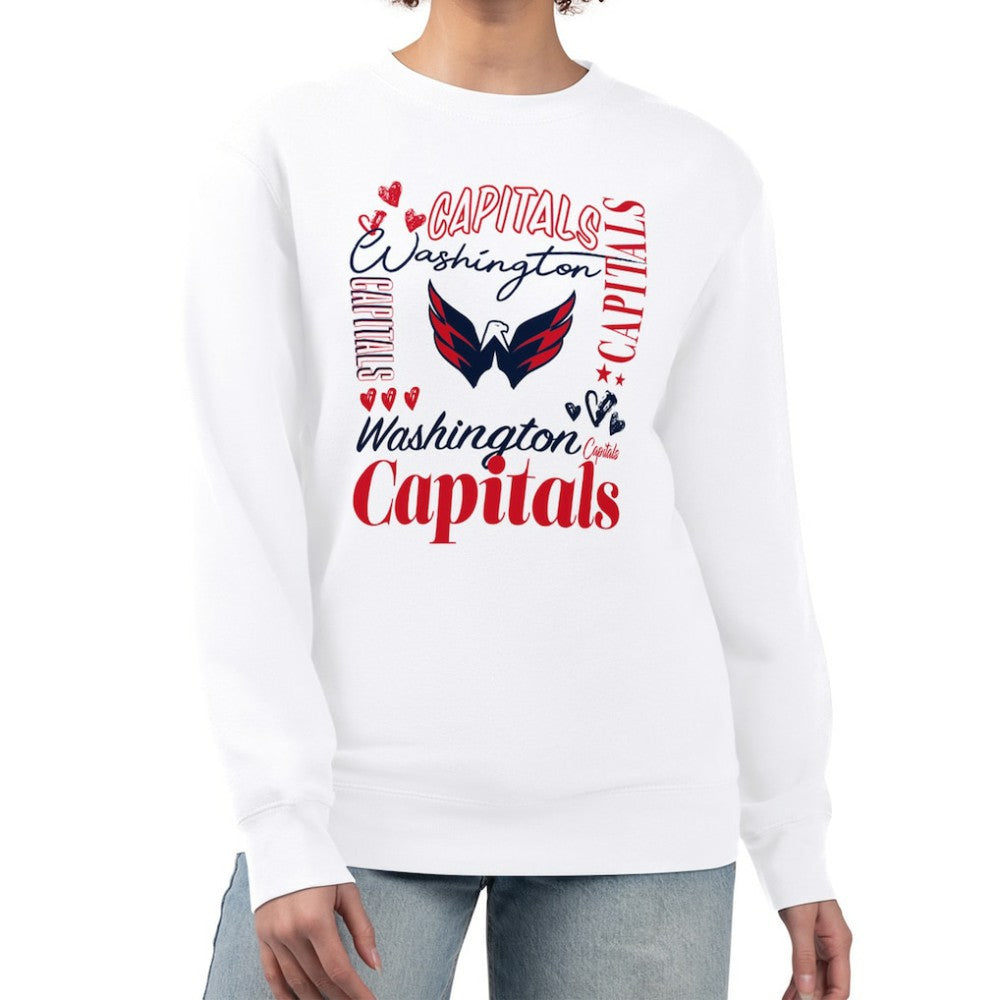 Washington Capitals G-III 4Her by Carl Banks Women's Collage Graphic Fleece Long Sleeve Pullover Sweatshirt