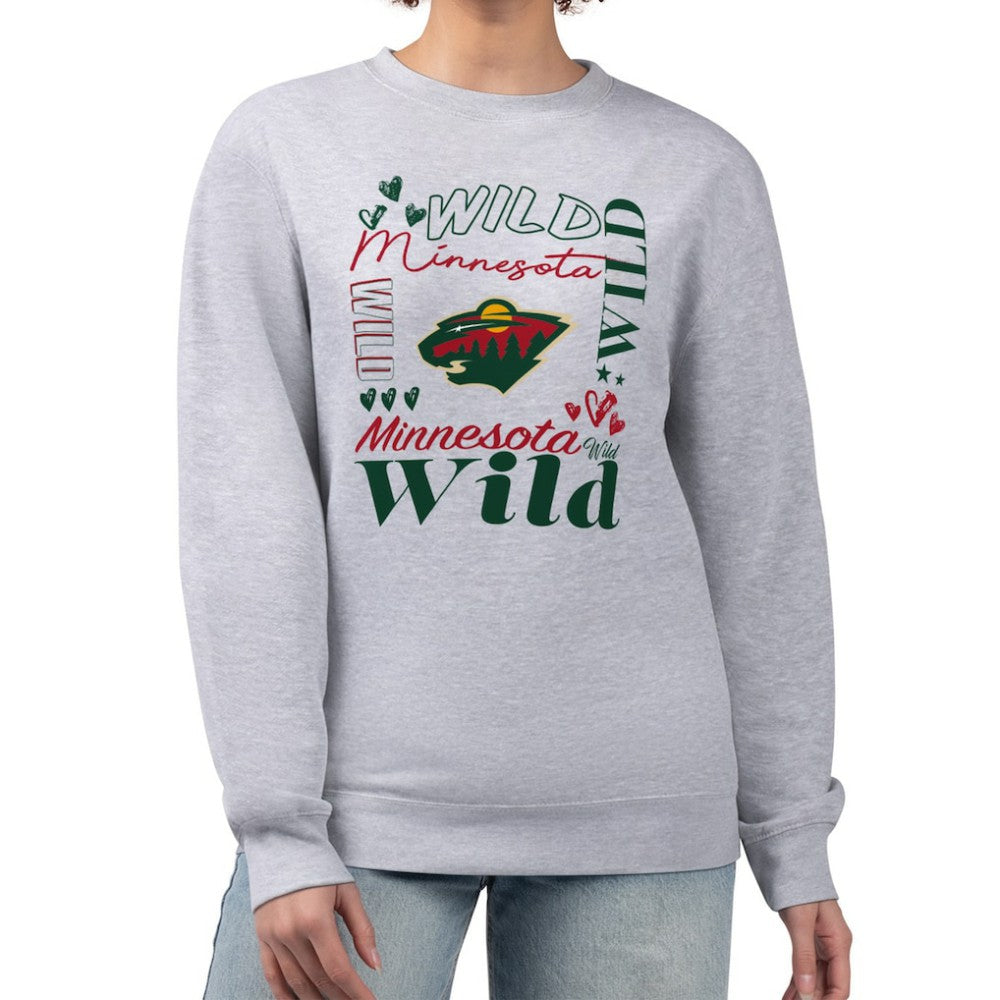 Minnesota Wild G-III 4Her by Carl Banks Women's Collage Graphic Fleece Long Sleeve Pullover Sweatshirt