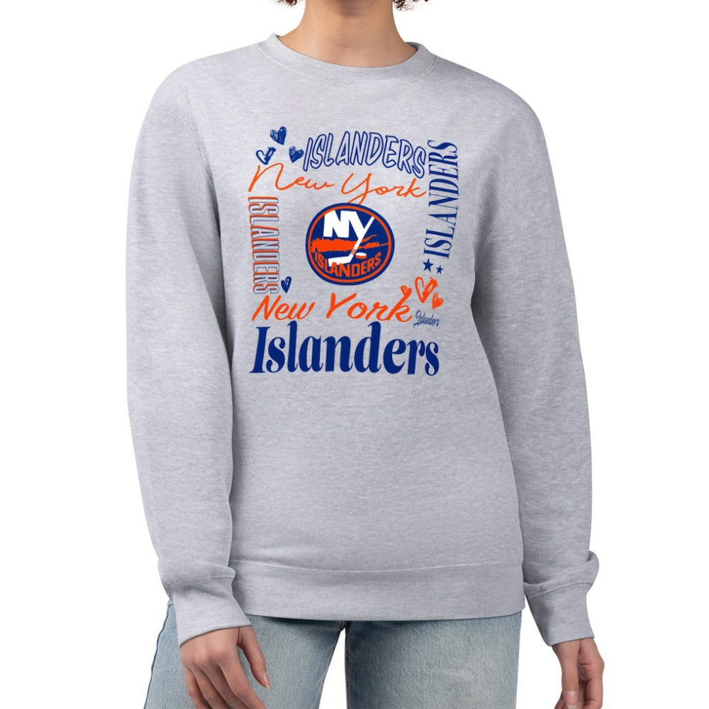 New York Islanders G-III 4Her by Carl Banks Women's Collage Graphic Fleece Long Sleeve Pullover Sweatshirt