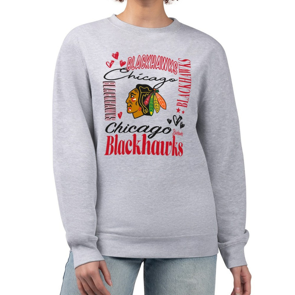 Chicago Blackhawks G-III 4Her by Carl Banks Women's Collage Graphic Fleece Long Sleeve Pullover Sweatshirt