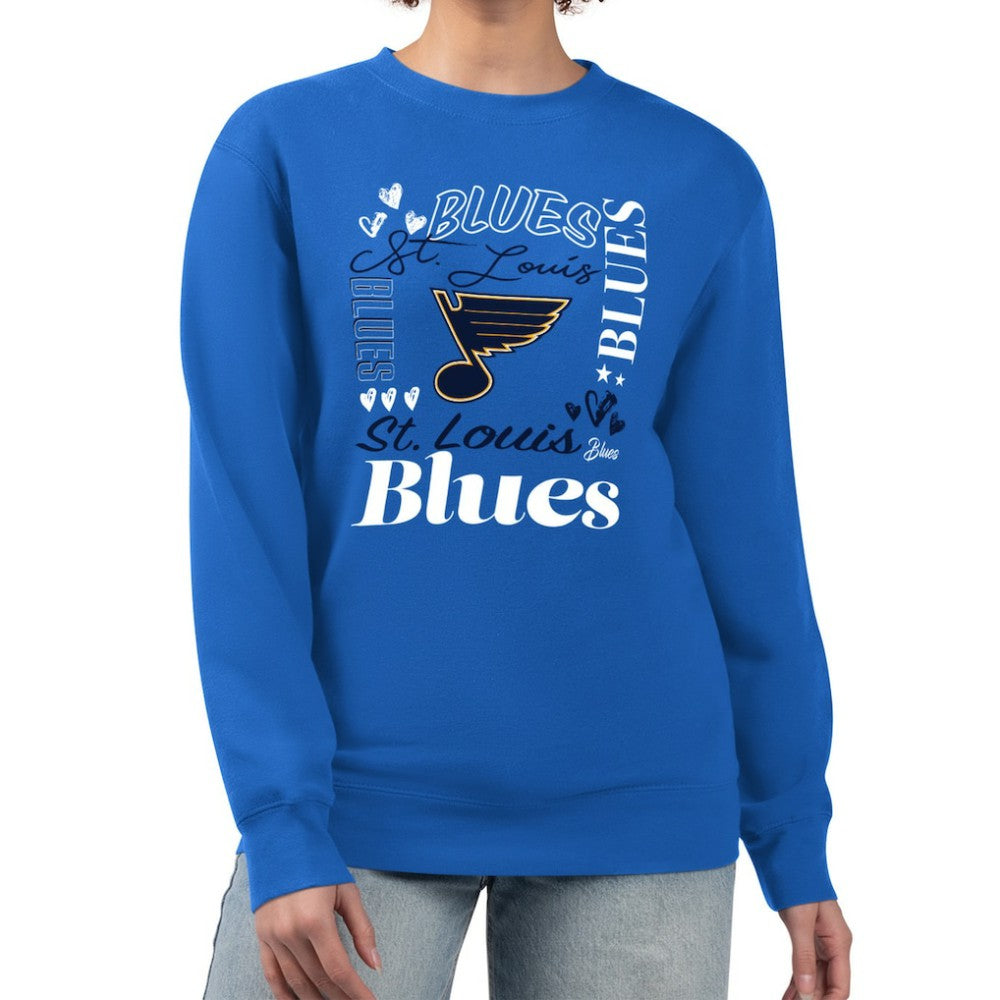 St. Louis Blues G-III 4Her by Carl Banks Women's Collage Graphic Fleece Long Sleeve Pullover Sweatshirt