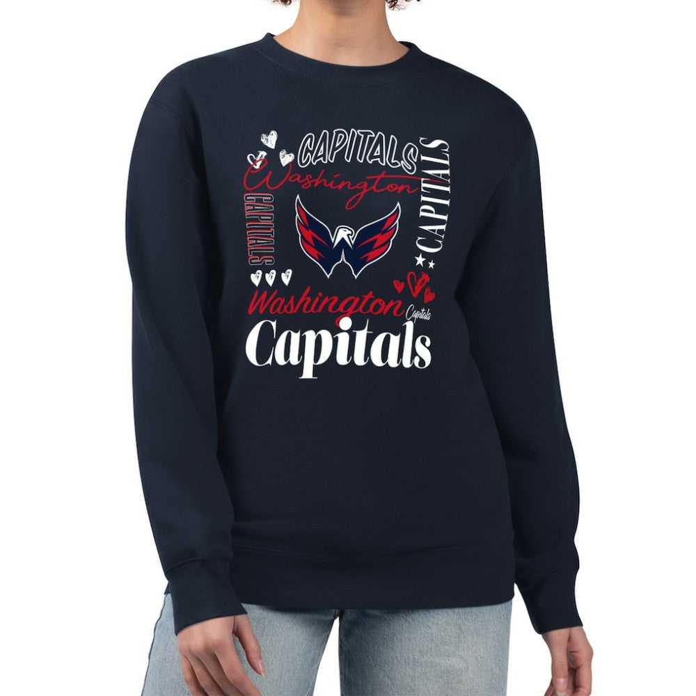 Washington Capitals G-III 4Her by Carl Banks Women's Collage Graphic Fleece Long Sleeve Pullover Sweatshirt