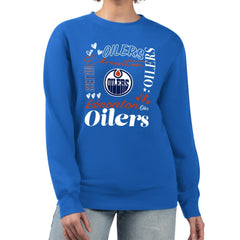 Edmonton Oilers G-III 4Her by Carl Banks Women's Collage Graphic Fleece Long Sleeve Pullover Sweatshirt