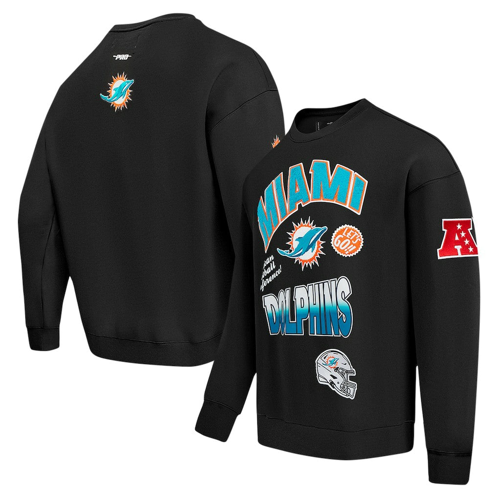 NFL Miami Dolphins Pro Standard Turn It Up Drop Shoulder Pullover Sweatshirt