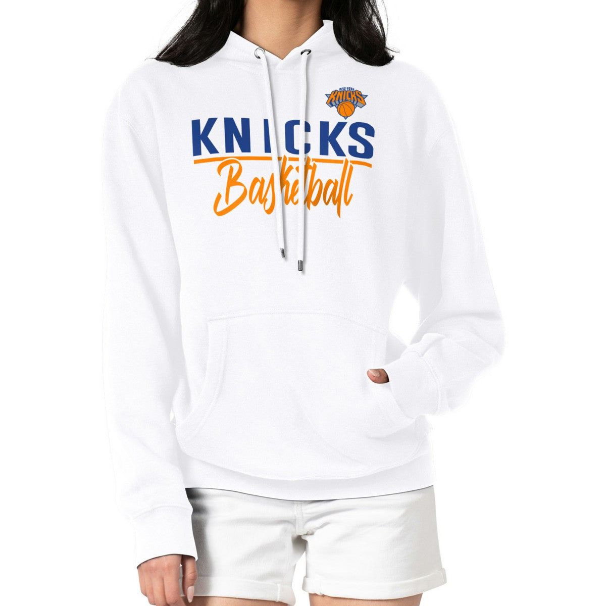New York Knicks G-III 4Her by Carl Banks Women's Graphics Fleece Pullover Hoodie - White for sale