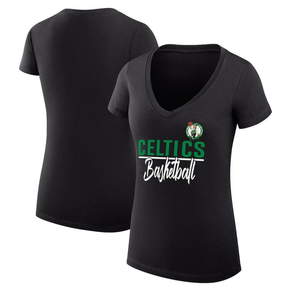 Boston Celtics G-III 4Her by Carl Banks Women's Super-Slim Fit Lightweight Team Sport V-Neck T-Shirt - Black cheap