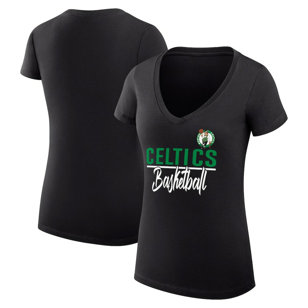 Boston Celtics G-III 4Her by Carl Banks Women's Super-Slim Fit Lightweight Team Sport V-Neck T-Shirt - Black cheap