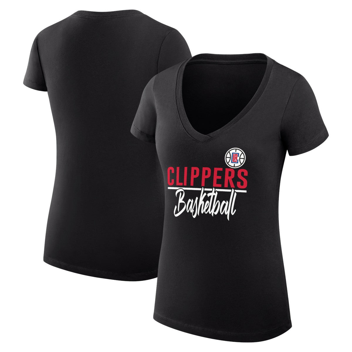 LA Clippers G-III 4Her by Carl Banks Women's Super-Slim Fit Lightweight Team Sport V-Neck T-Shirt - Black discount