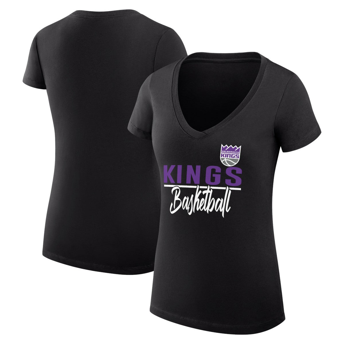 Sacramento Kings G-III 4Her by Carl Banks Women's Super-Slim Fit Lightweight Team Sport V-Neck T-Shirt - Black shop