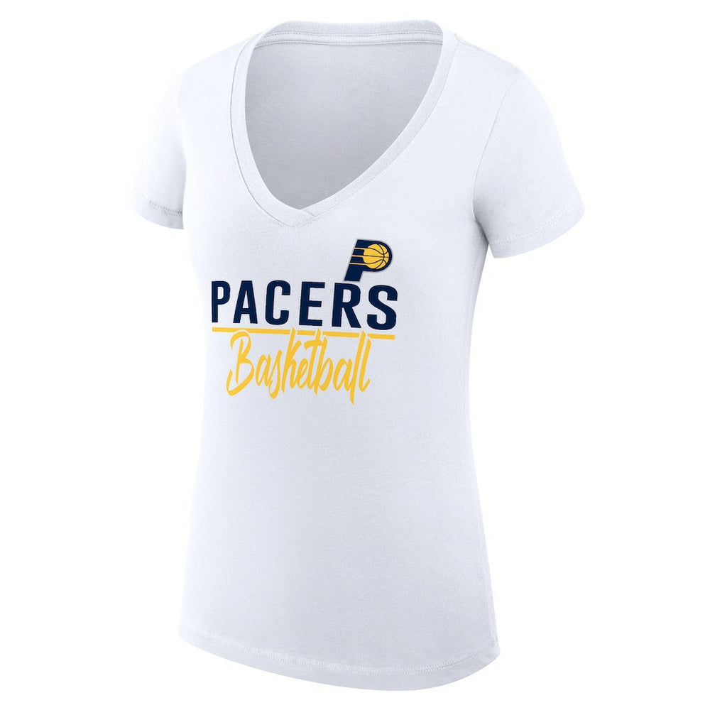 Indiana Pacers G-III 4Her by Carl Banks Women's Super-Slim Fit Lightweight Team Sport V-Neck T-Shirt - White on sale