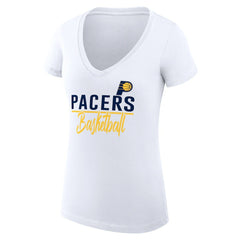 Indiana Pacers G-III 4Her by Carl Banks Women's Super-Slim Fit Lightweight Team Sport V-Neck T-Shirt - White on sale