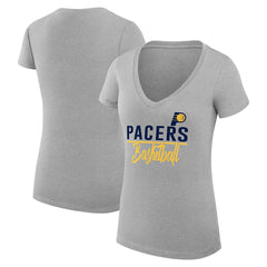 Indiana Pacers G-III 4Her by Carl Banks Women's Super-Slim Fit Lightweight Team Sport V-Neck T-Shirt - Heather Gray for sale