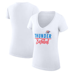 Oklahoma City Thunder G-III 4Her by Carl Banks Women's Super-Slim Fit Lightweight Team Sport V-Neck T-Shirt - White cheap