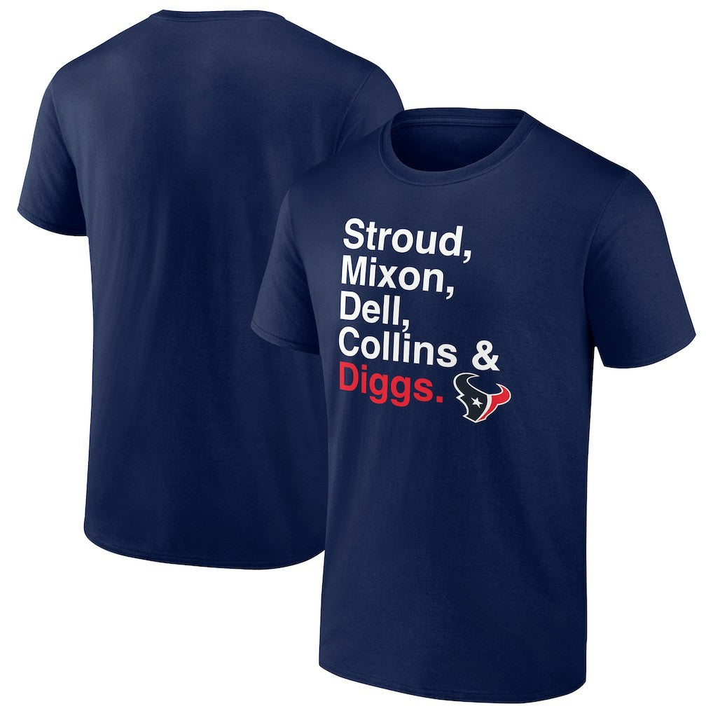 NFL Houston Texans Stroud, Mixon, Dell, Collins & Diggs T-Shirt