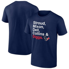 NFL Houston Texans Stroud, Mixon, Dell, Collins & Diggs T-Shirt