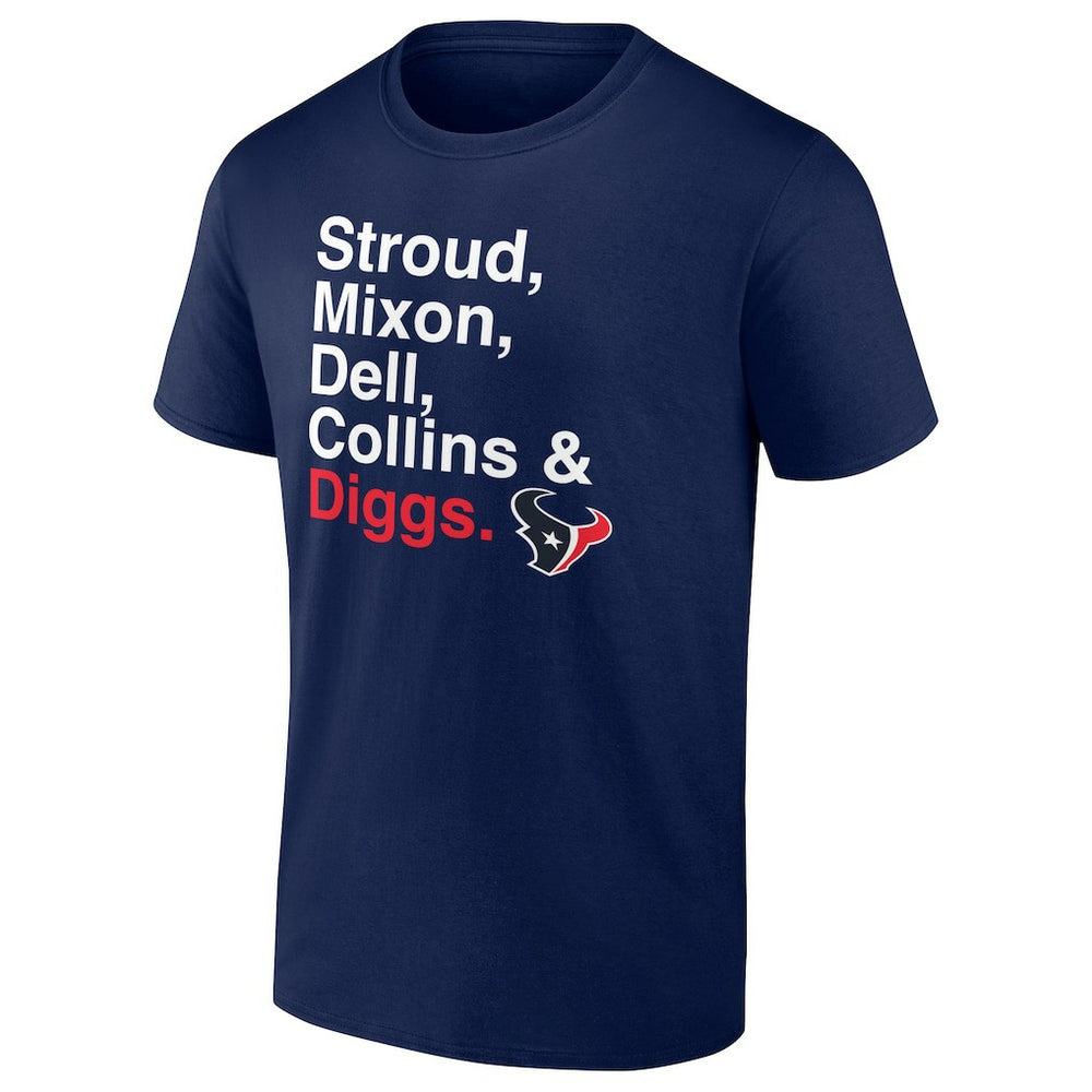 NFL Houston Texans Stroud, Mixon, Dell, Collins & Diggs T-Shirt