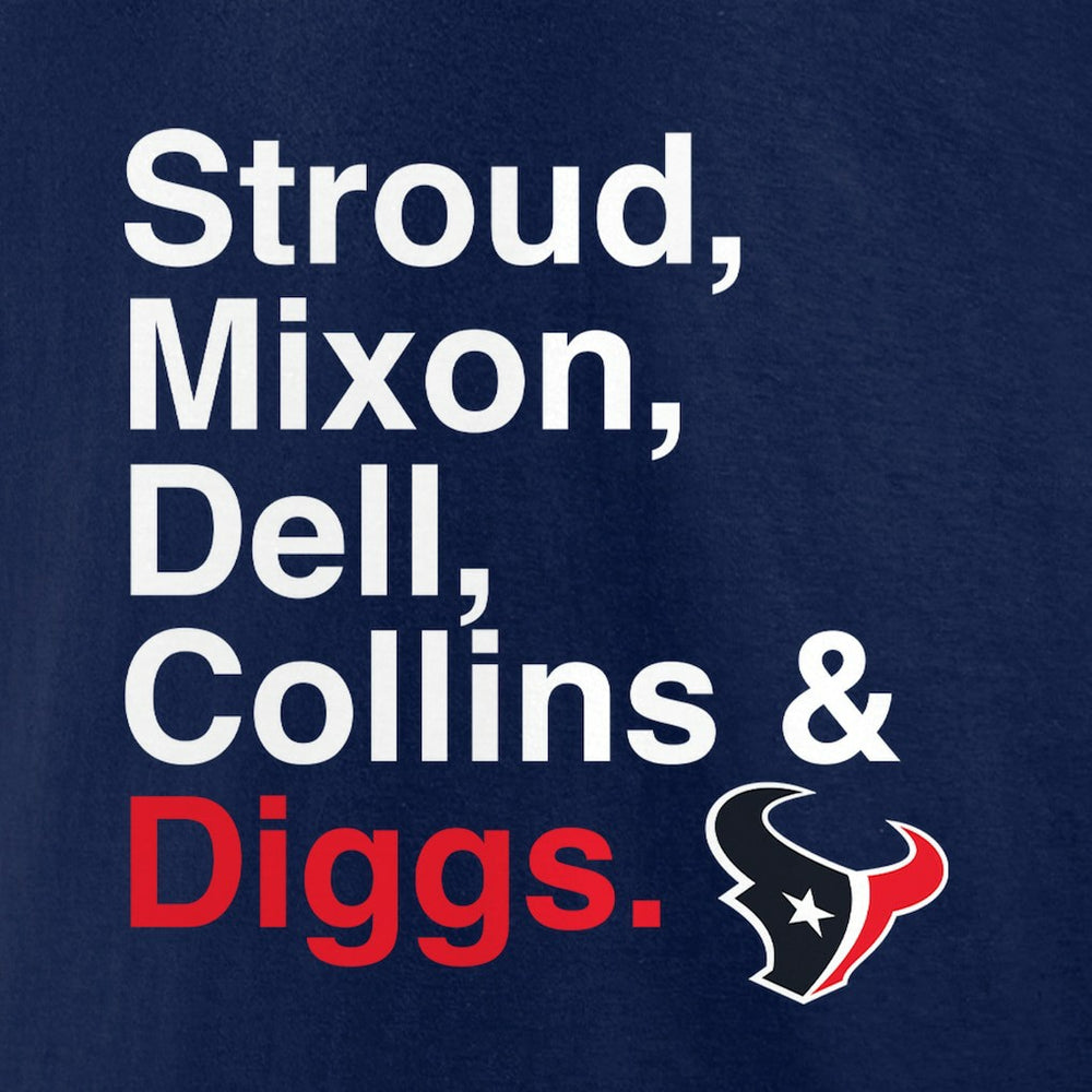 NFL Houston Texans Stroud, Mixon, Dell, Collins & Diggs T-Shirt