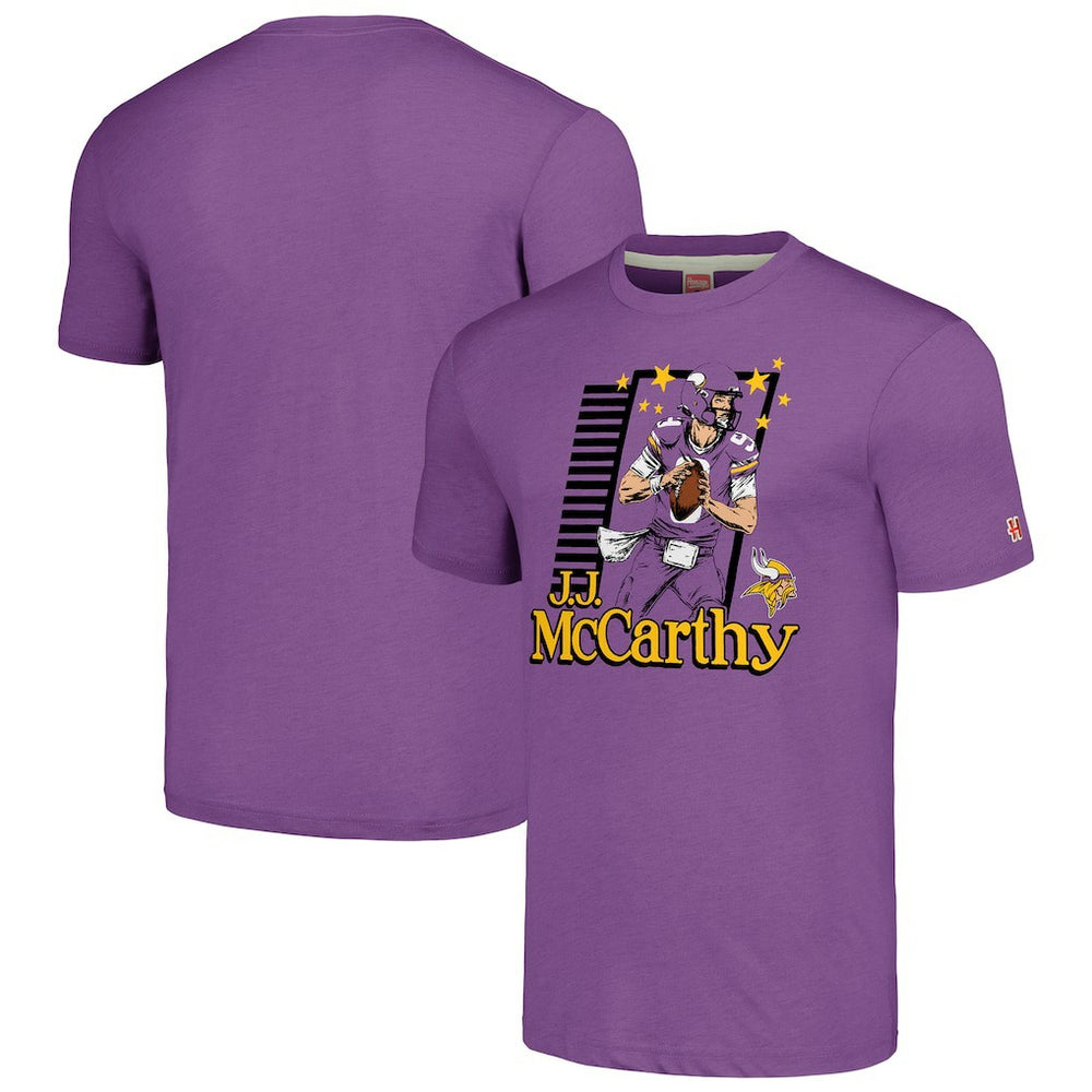NFL Minnesota Vikings J.J. McCarthy  Homage Unisex Caricature Player Tri-Blend T-Shirt