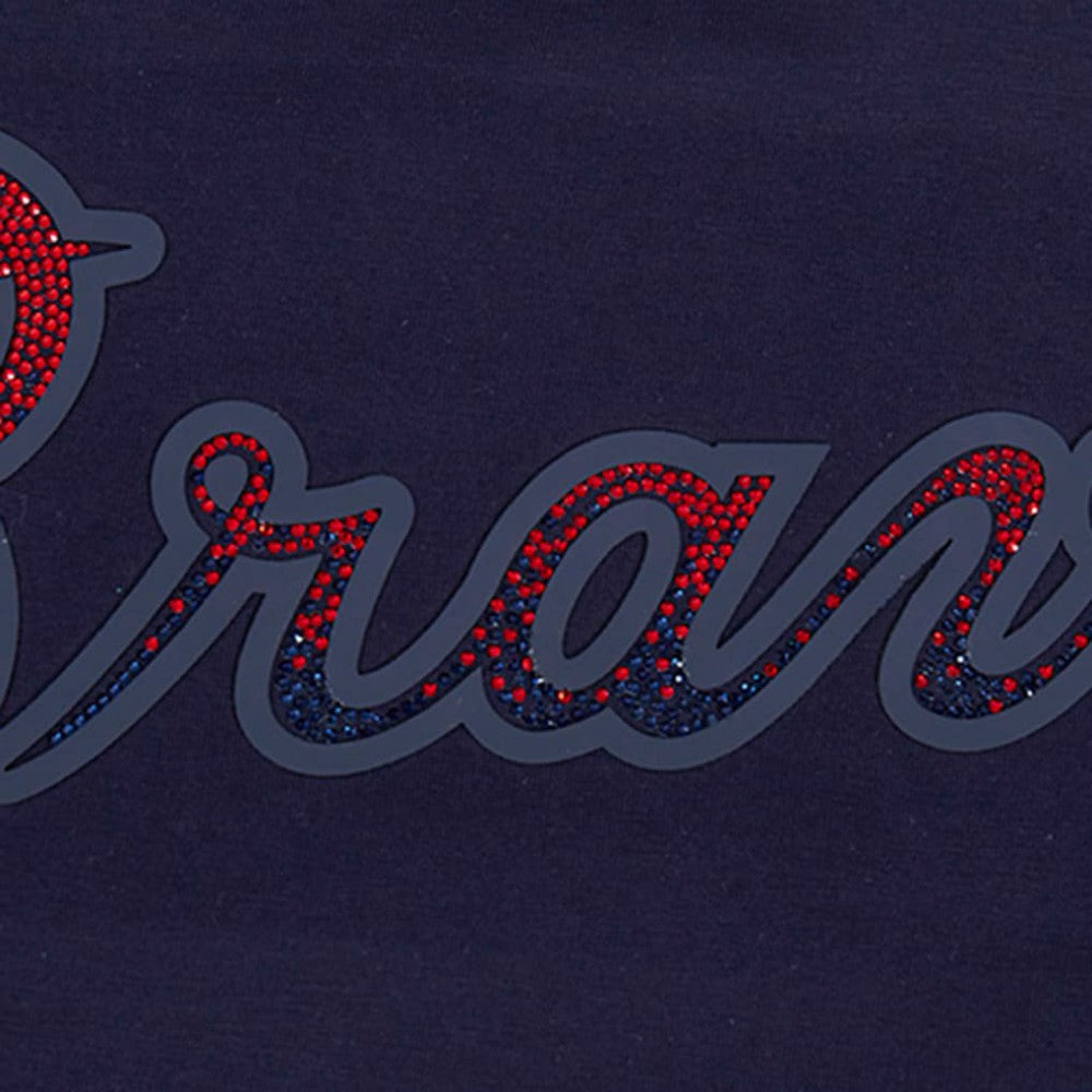 Atlanta Braves Pro Standard Women's Rhinestone Slim Fit T-Shirt - Navy