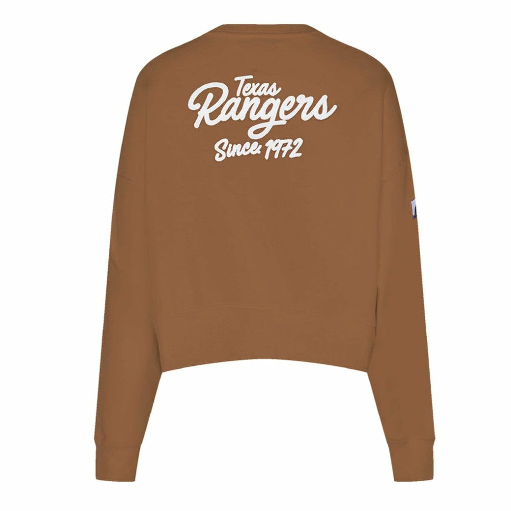 Texas Rangers Pro Standard Women's Paint The City Pullover Cropped Sweatshirt - Brown