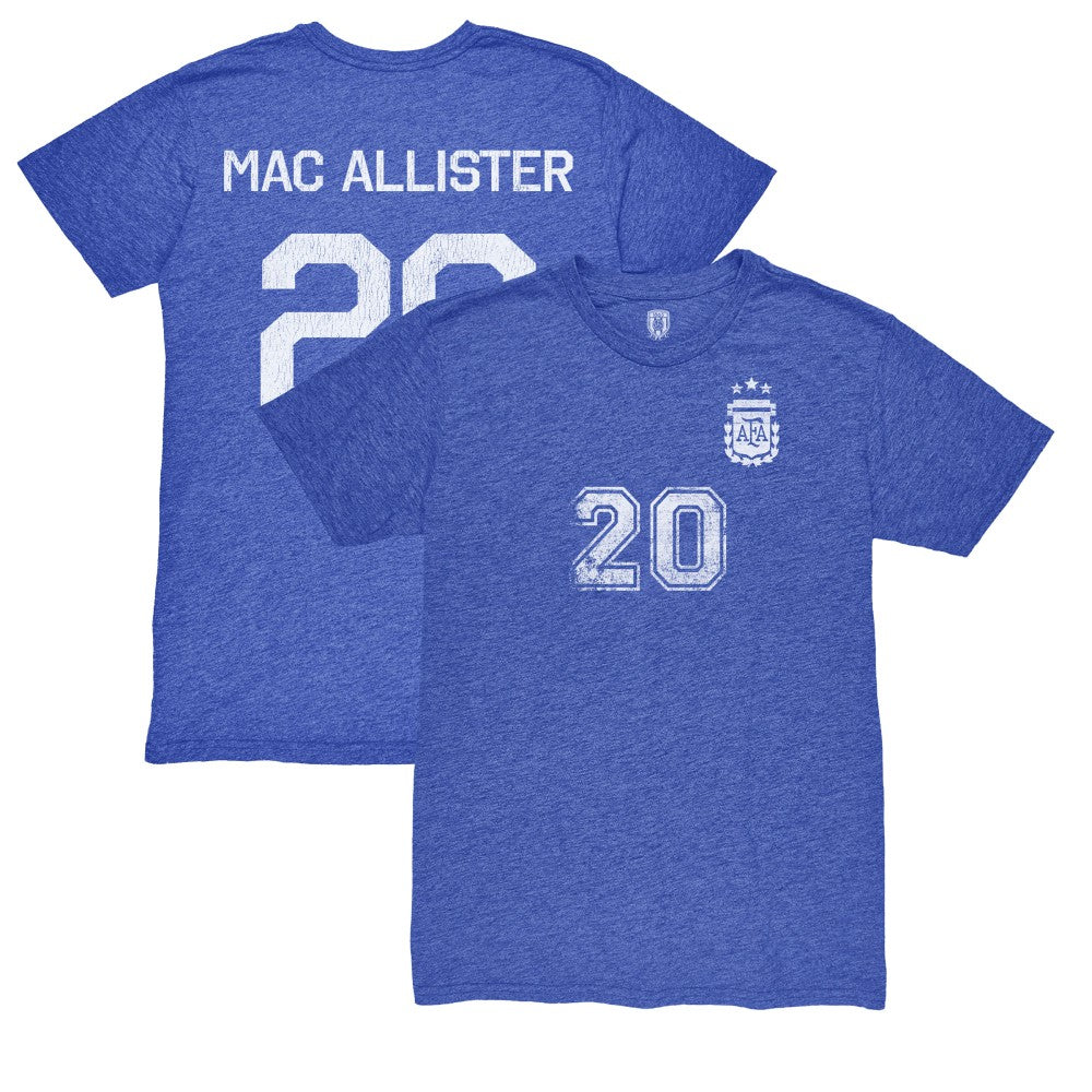 Alexis Mac Allister Argentina National Team 1863FC Retro Name & Number Tri-Blend T-Shirt / Soccer Sale