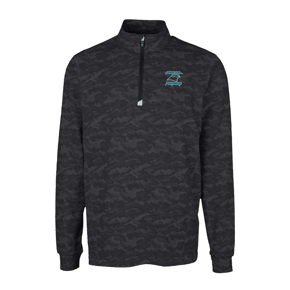 NFL Carolina Panthers Cutter & Buck Traverse Camo Print Stretch DryTec Quarter-Zip Top
