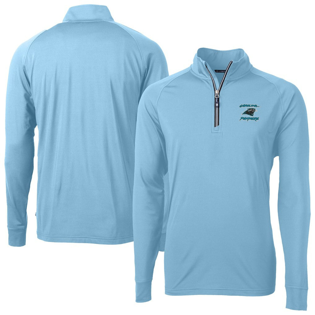 NFL Carolina Panthers Cutter & Buck Adapt Eco Knit Stretch Recycled Raglan Quarter-Zip DryTec Top