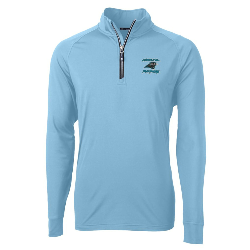 NFL Carolina Panthers Cutter & Buck Adapt Eco Knit Stretch Recycled Raglan Quarter-Zip DryTec Top