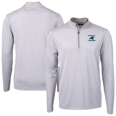 NFL Carolina Panthers Cutter & Buck Virtue Eco Pique Micro Stripe Recycled Quarter-Zip Jacket