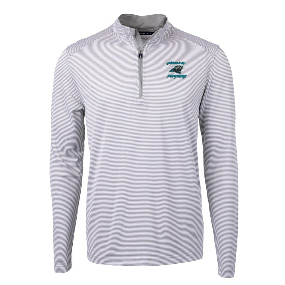 NFL Carolina Panthers Cutter & Buck Virtue Eco Pique Micro Stripe Recycled Quarter-Zip Jacket